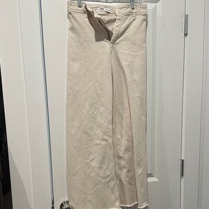 Zara Beige Wide-Leg Jeans